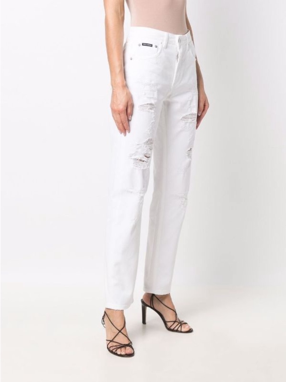 Dolce & Gabbana White Distressed Boyfriend Jeans